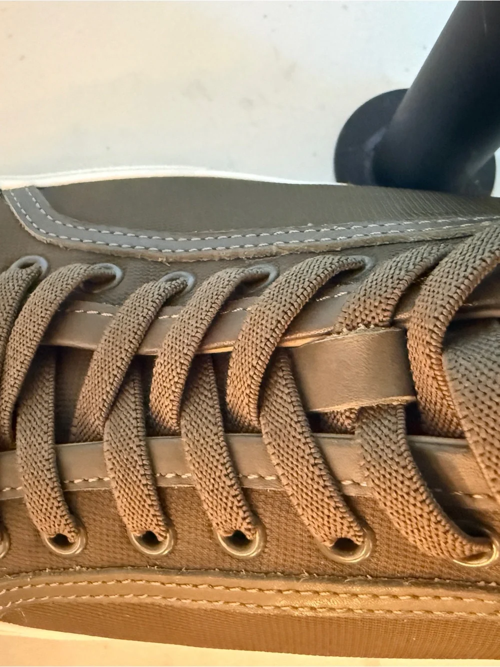 VINCE Olive Canvas Low-Top Sneakers with White Toe Rubber Sole - Picture 8 of 9